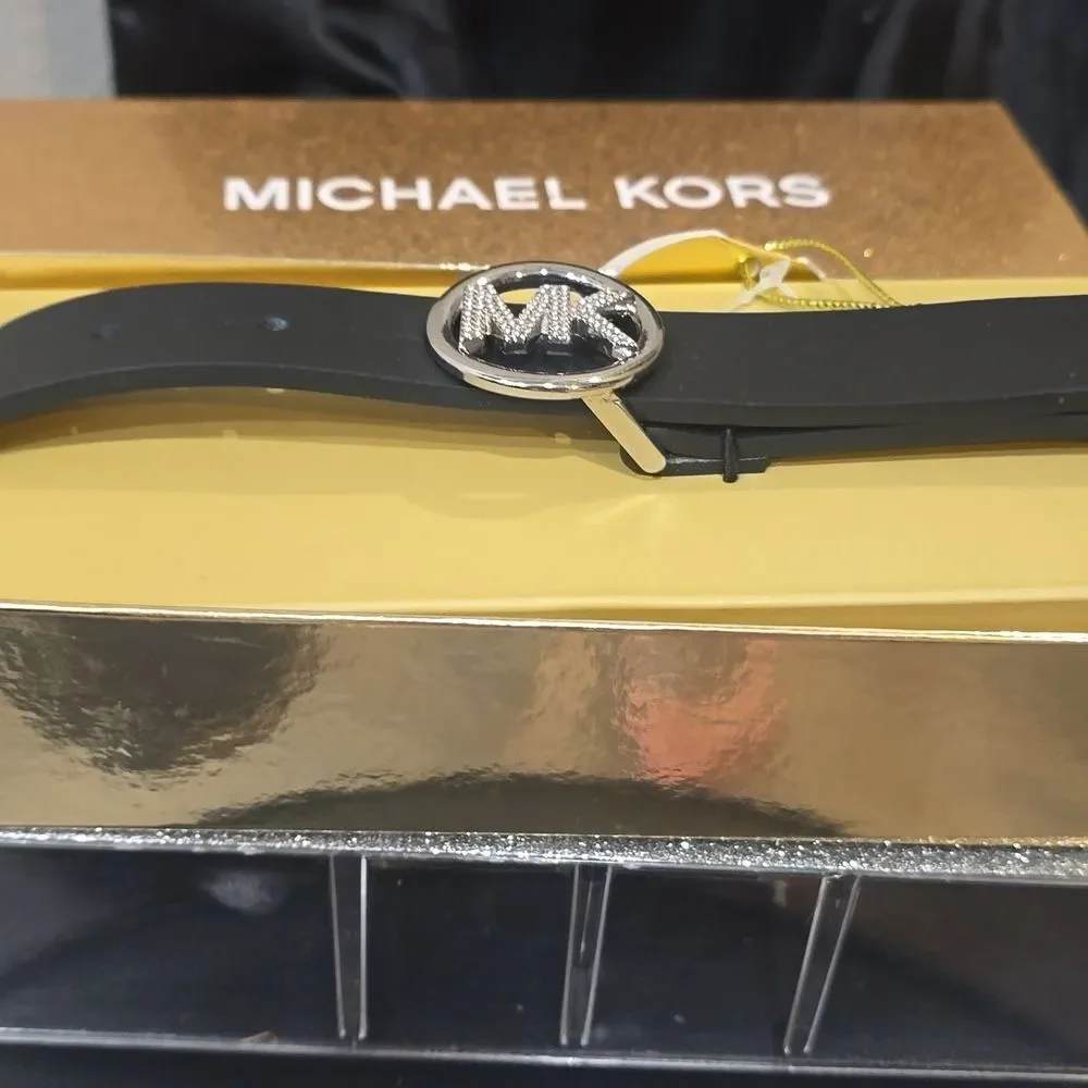 Michael‎ Kors Rhinestone Logo Skinny Belt
